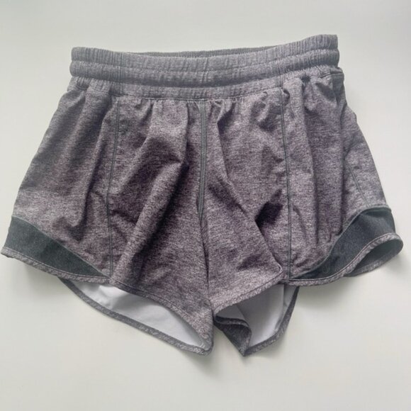 Lululemon Hotty Hot Short II Long 4” Heather Lux Multi Black Size 8 - Picture 1 of 4